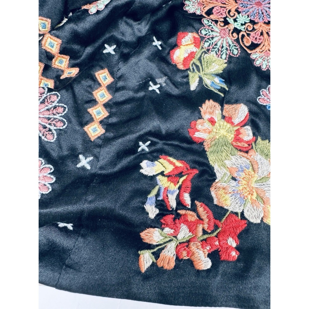 Johnny Was Reversible Silk Kimono Jacket XL Black Colorful Embroidered Floral - Picture 15 of 16